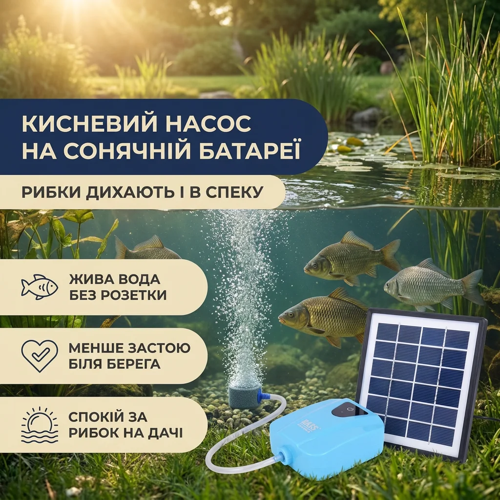 Кисневий насос на сонячній батареї для ставка